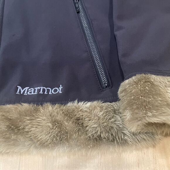 Marmot Women’s Large Black Faux Fur Long Sleeve Hooded Jacket - Picture 6 of 7